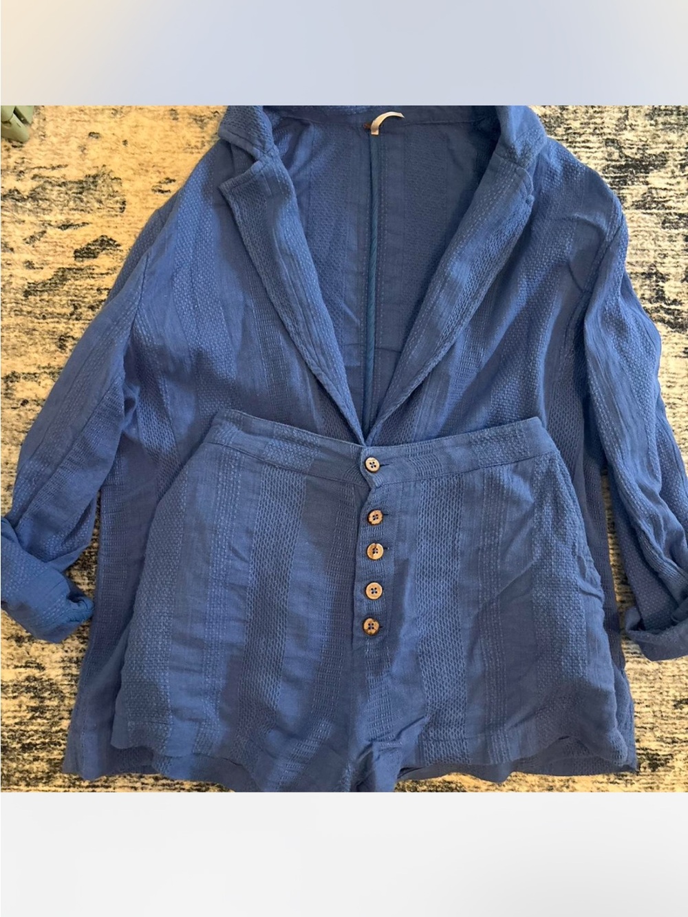 Free people blue linen set